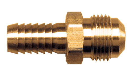 1/4 x 1/4" Brass Hose Barb - Male 45° SAE Flare Coupler  127-44