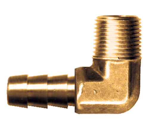 1/4 x 1/4" Brass Hose Barb - Male NPT 90° Elbow  139-4B