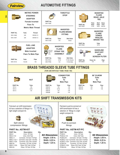 3/16" Brass Male Thread Brake Line Compression Sleeve Nut  181-3