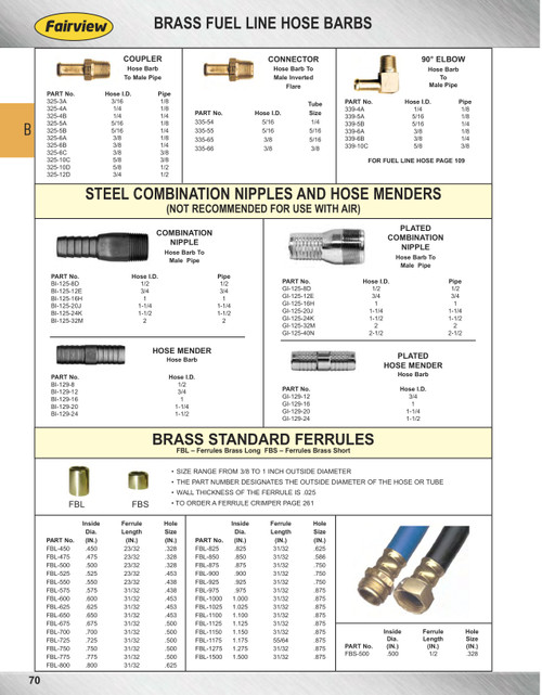 3/8 x 1/8" Brass Fuel Line Hose Barb - Male 90° NPT Connector  339-6A