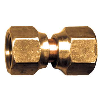 3/8 x 1/4" Brass Dual Female Swivel 45° SAE Reducing Coupler  34R-64