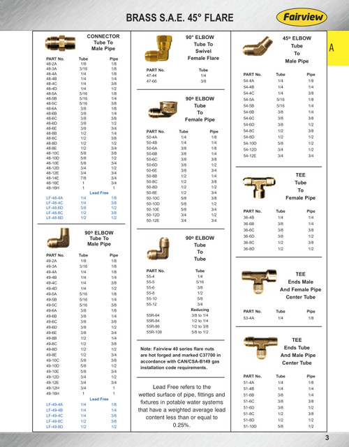 3/4 x 3/4" Brass Male 45° SAE Flare - Male NPT  90° Elbow  49-12E