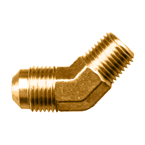 3/8 x 1/4" Brass Male 45° SAE Flare - Male NPT  45° Elbow  54-6B