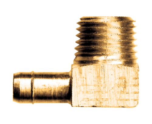 1/4 x 1/4" Brass Ring Type Hose Barb - Male NPT 90° Elbow  969-4B