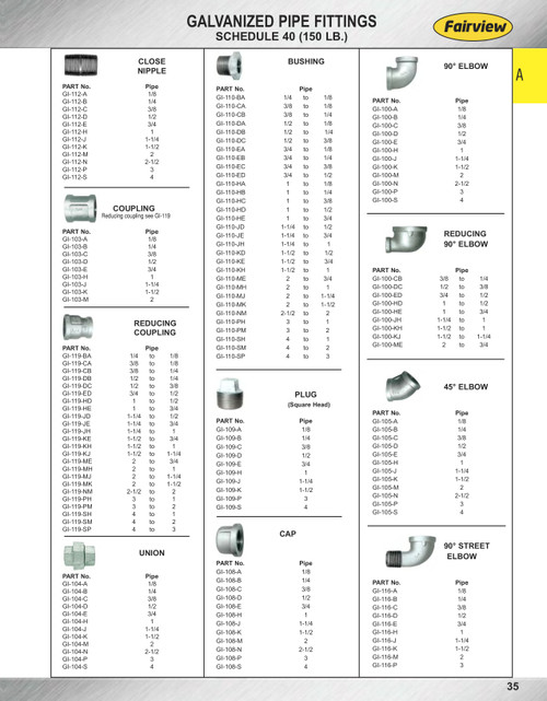 1-1/4 x 1 Sch. 40 Galvanized Iron Female NPT 90° Reducing Elbow  GI-100-JH