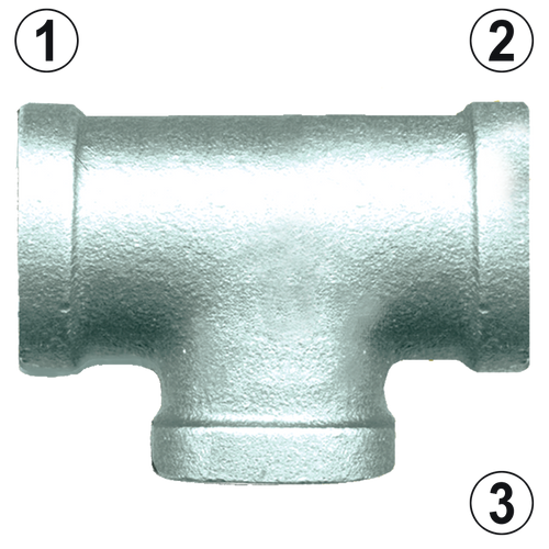 1/4" Sch. 40 Galvanized Iron Female NPT Tee  GI-101-B