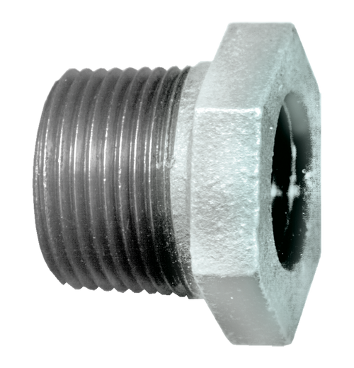 1 x 1/4" Sch. 40 Galvanized Male NPT - Female NPT Reducing Hex Bushing  GI-110-HB