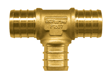 3/4 x 1/2 x 3/4" Lead Free Brass Pex Hose Barb Reducing Tee  LF-PEX-123-141014