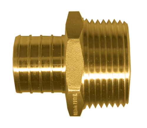 3/4 x 3/4" Lead Free Brass PEX Hose Barb - Male NPT Adapter  LF-PEX-125-14E