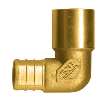 1/2 x 1/2" Lead Free Brass Pex Hose Barb - Male Sweat-On 90° Elbow  LF-PEX-139SW-10