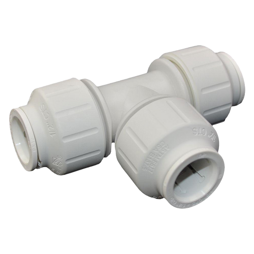 1/2" JG® White Polypropylene CTS Twist Lock Tee  PEI0220