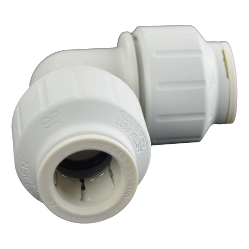 1" JG® White Polypropylene CTS Twist Lock 90° Elbow  PEI0336