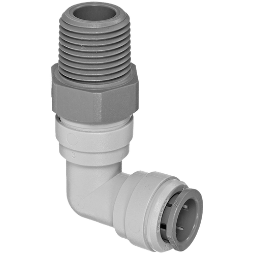 3/8 x 1/4" JG® Grey Acetal Push-To-Connect - Male NPT Swivel 90° Elbow  PI091222S
