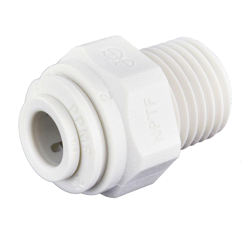 3/8 x 1/4" JG® White Polypropylene Push-To-Connect - Male NPT Connector  PP011222W