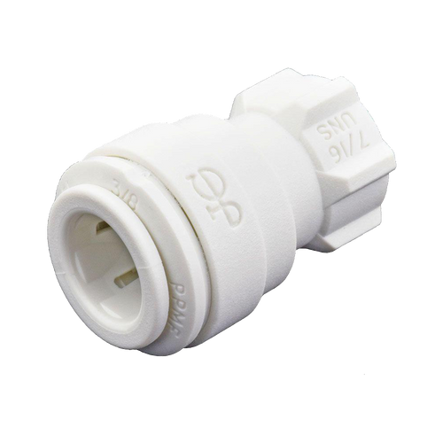 3/8 x 7/16"-24 JG® White Polypropylene Push-To-Connect - Female UNS Faucet Connector  PP3212U7W