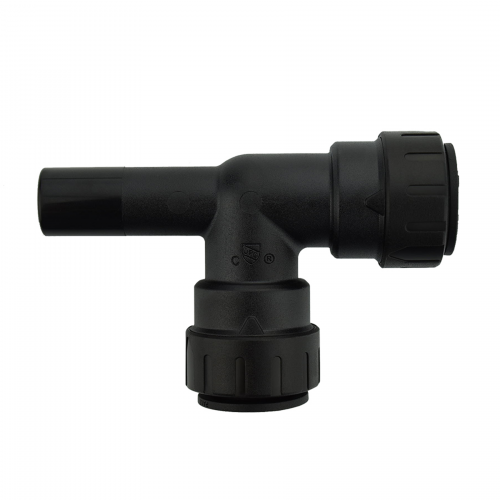 3/4 x 3/4 x 1/2" JG® Black Polysulfone CTS Twist Lock - Male Stem - CTS Twist Lock Stackable Tee  PSEI532820E