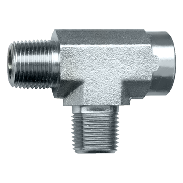 1/2 x 1/2 x 1/2" Steel Male NPT - Female NPT - Male NPT Tee  S1004-D