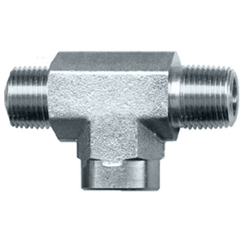 1/2 x 1/2 x 1/2" Steel Male NPT - Male NPT - Female NPT Tee  S1006M-D