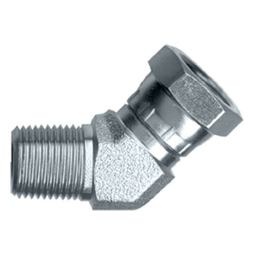 1/8 x 1/8" Steel Male NPT - Female NPSM Swivel 45° Elbow  S1124-AA 1/8 x 1/8" Steel Male NPT - Female NPSM Swivel 45° Elbow  S1124-AA