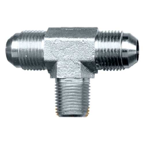 3/4 x 3/4" Steel Male 37° JIC - Male 37° JIC - Male NPT Tee  S3745-12E