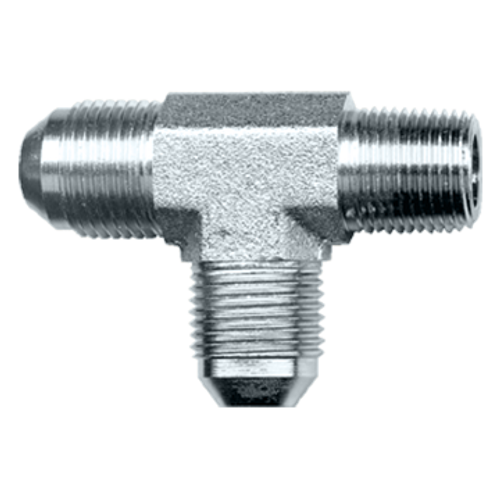 1 x 1 x 1" Steel Male 37° JIC - Male NPT - Male 37° JIC Tee  S3751-16H