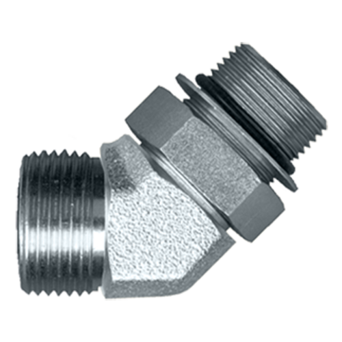 1"-14 x 7/8"-14 Steel Male ORFS - Male ORB 45° Elbow  S3974-10