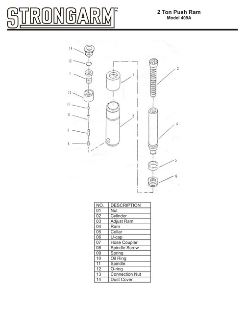 3" Stroke 2 Ton Push Ram  030232