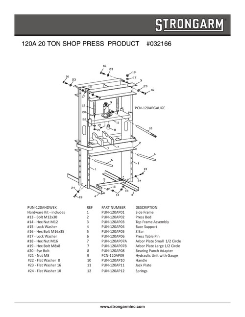 20 Ton Shop Press  032166