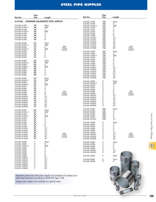 2 x 6" Sch. 40 Galvanized Steel Male NPT Nipple   G1616G-200X6