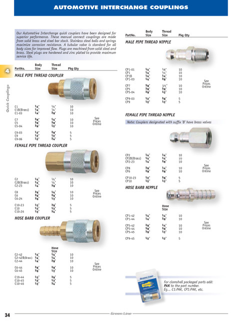 1/2 x 3/4" Steel Tru-Flate Pneumatic Coupler - Male NPT   C9-06