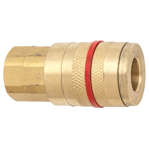 1/4 x 1/4" Brass Tru-Flate Pneumatic Coupler - Female NPT   C2B