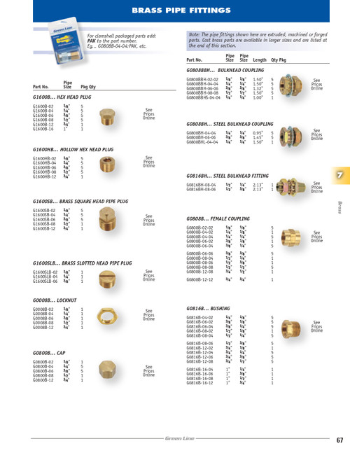 3/8" Brass Male NPT Slotted Plug   G1600SLB-06