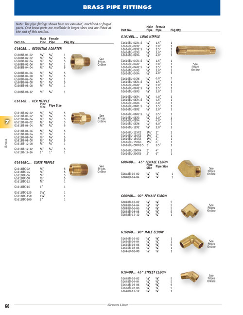 1/8 x 1/8" Brass Male NPT - Female NPT Reducing Adapter   G1608B-02-02