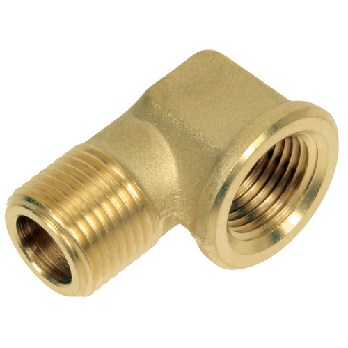 1/4 x 3/8" Brass Male NPT - Female NPT 90° Street Elbow   G1698B-04-06