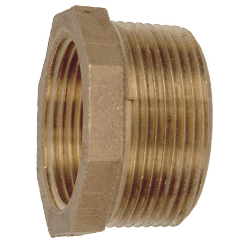 1 x 3/4" Cast Brass Male NPT - Female NPT Reducing Hex Bushing   G0816B-100-075