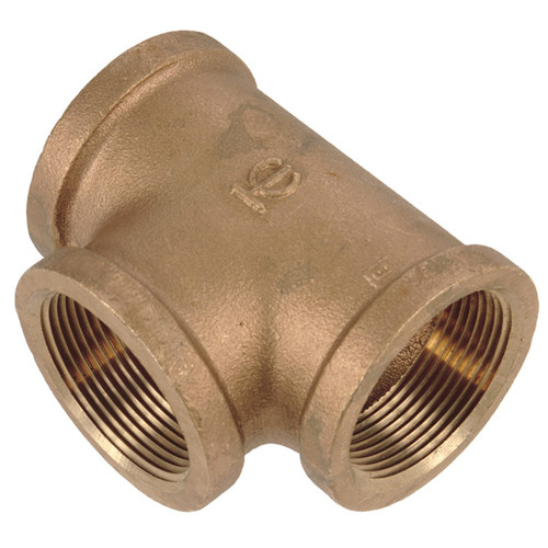 1-1/4" Cast Brass Female NPT Tee   G08T88B-125-125