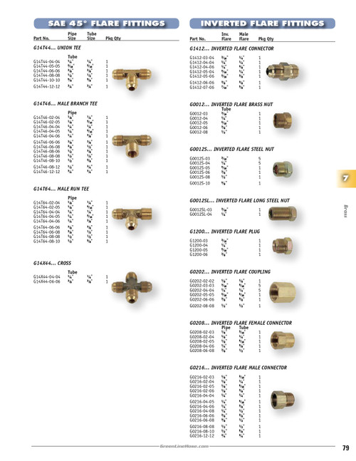 1/4 x 3/8 x 3/8" Brass Male NPT - Male 45° SAE Flare - Male 45° SAE Flare Tee   G14T64-04-06