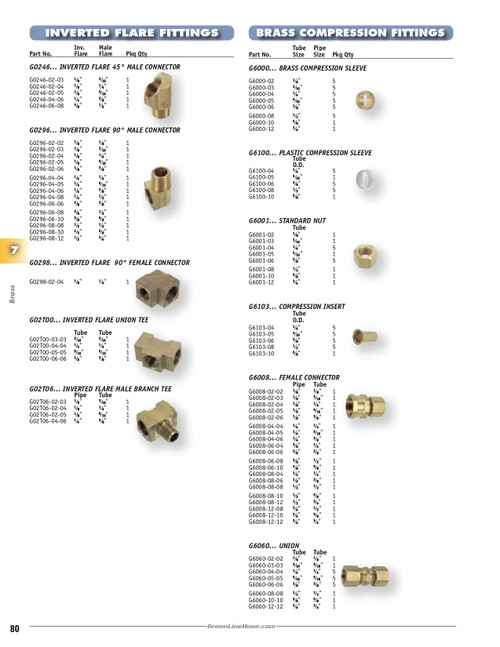 1/8 x 1/4" Brass Male NPT - Female 45° SAE Inverted Flare - Female 45° SAE Inverted Flare Tee   G02T06-02-04