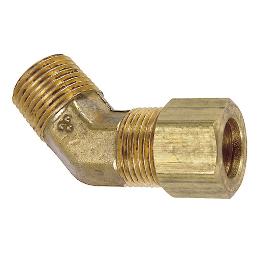 1/4 x 3/8" Brass Male NPT - Compression 45° Elbow   G6046-04-06