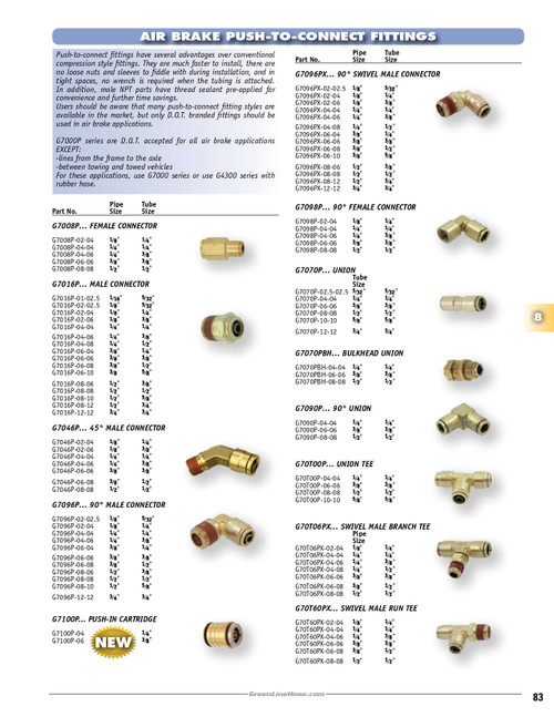 3/8 x 1/2 x 1/2" Brass DOT Male NPT - Push-To-Connect - Push-To-Connect Swivel Tee   G70T06PX-06-08