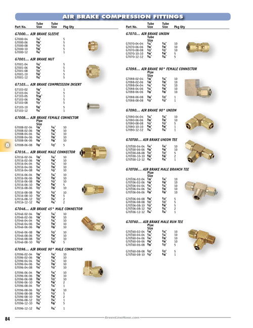 1/2 x 5/8 x 5/8" Brass DOT Male NPT - Compression - Compression Tee   G70T06-08-10