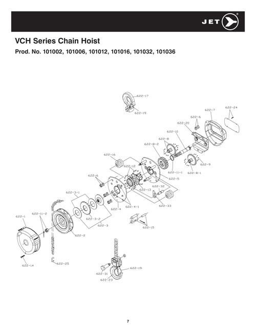 1T @ 10' Lift VCH Series Chain Hoist 101012