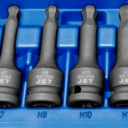 9 Pc. 1/2" Drive Metric Ball Nose Hex Impact Socket Set  610336
