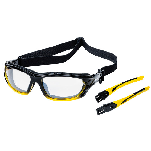 Sellstrom® XPS530 Series Sta-Clear® AF/AS Sealed Safety Glasses - Clear - Black-Yellow Frames  S70000