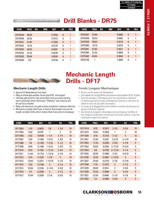 "C" Bright Finish HSS Jobber Drill Blank   DR75103