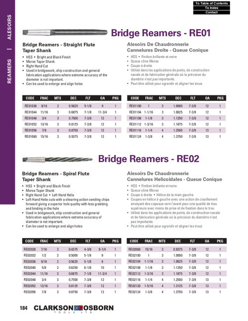 1-1/16" x #3 HSS Morse Taper Bridge Reamer   RE01104
