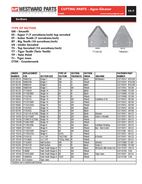 1 Pack Half Sickle Section  CUT03328