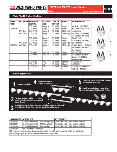 25 Pack Sickle Sections  CUT05043-25