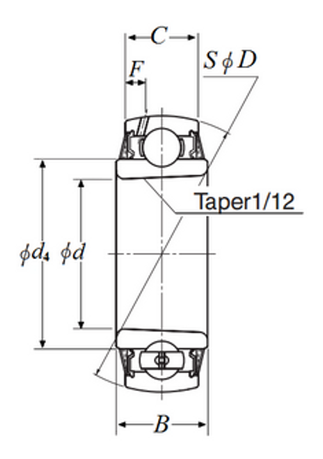 30mm Spherical Insert Wide Taper Bore Ball Bearing - Standard Duty  UK206D1