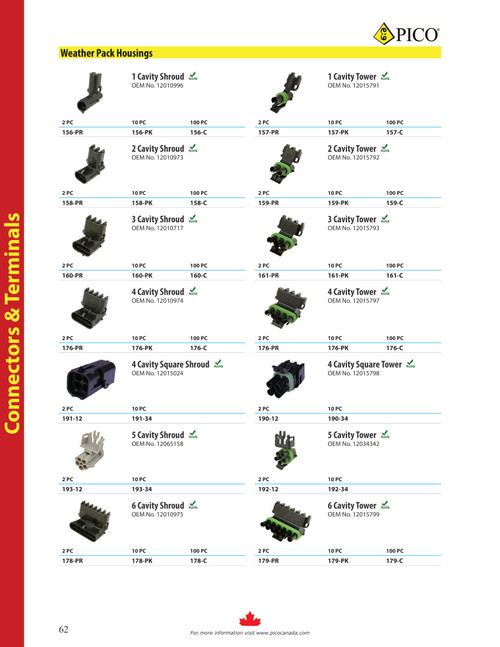 10 Pc. 1 Cavity Weather Pack Tower  157-PK